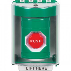 SS2178NT-EN STI Green Indoor/Outdoor Surface Pneumatic (Illuminated) Stopper Station with No Text Label English