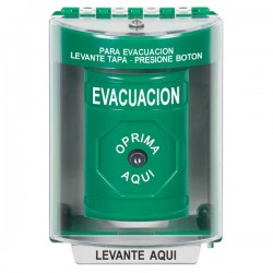 SS2180EV-ES STI Green Indoor/Outdoor Surface w/ Horn Key-to-Reset Stopper Station with EVACUATION Label Spanish