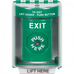 SS2180XT-EN STI Green Indoor/Outdoor Surface w/ Horn Key-to-Reset Stopper Station with EXIT Label English