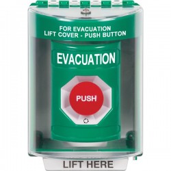 SS2181EV-EN STI Green Indoor/Outdoor Surface w/ Horn Turn-to-Reset Stopper Station with EVACUATION Label English