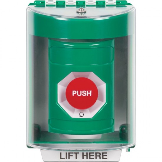 SS2181NT-EN STI Green Indoor/Outdoor Surface w/ Horn Turn-to-Reset Stopper Station with No Text Label English