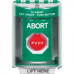 SS2185AB-EN STI Green Indoor/Outdoor Surface w/ Horn Momentary (Illuminated) Stopper Station with ABORT Label English