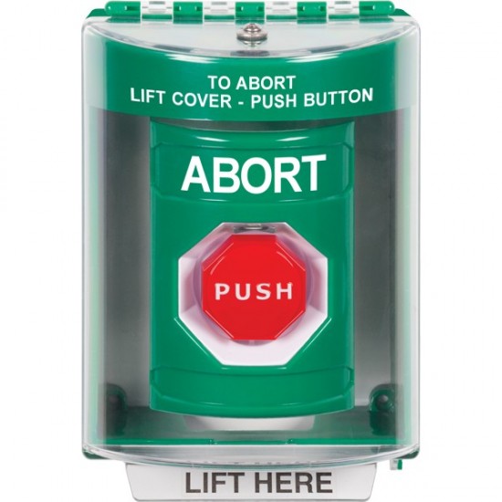 SS2185AB-EN STI Green Indoor/Outdoor Surface w/ Horn Momentary (Illuminated) Stopper Station with ABORT Label English