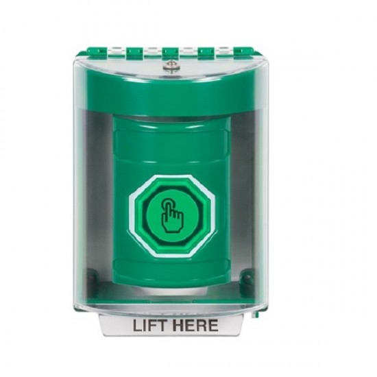 SS2186NT-EN STI Green Indoor/Outdoor Surface w/ Horn Momentary (Illuminated) Stopper Station w/ No Text