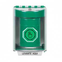 SS2186NT-ES STI Green Indoor/Outdoor Surface w/ Horn Momentary (Illuminated) Stopper Station w/ No Text Spanish
