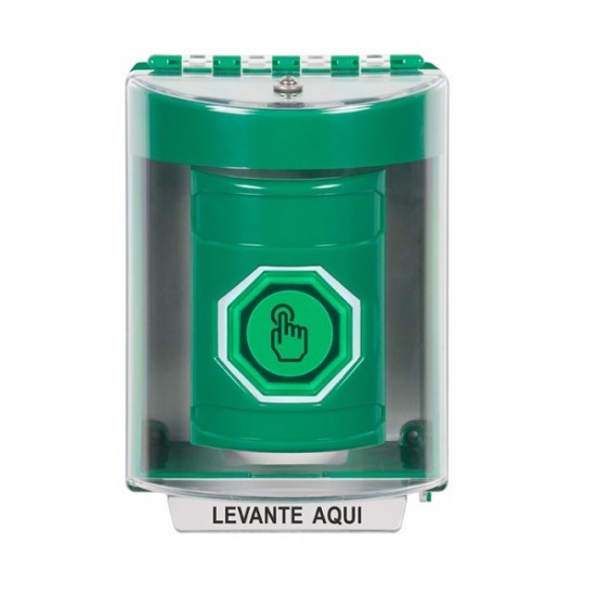 SS2186NT-ES STI Green Indoor/Outdoor Surface w/ Horn Momentary (Illuminated) Stopper Station w/ No Text Spanish