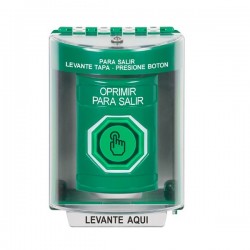 SS2186PX-ES STI Green Indoor/Outdoor Surface w/ Horn Momentary (Illuminated) Stopper Station w/ PUSH TO EXIT Spanish