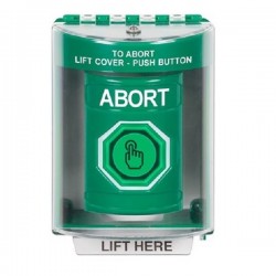 SS2187AB-EN STI Green Indoor/Outdoor Surface w/ Horn Weather Resistant Momentary Stopper Station w/ ABORT Label