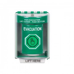 SS2187EV-EN STI Green Indoor/Outdoor Surface w/ Horn Weather Resistant Momentary Stopper Station w/ EVACUATION Label
