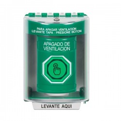SS2187HV-ES STI Green Indoor/Outdoor Surface w/ Horn Weather Resistant Momentary Stopper Station w/ HVAC SHUT DOWN Spanish