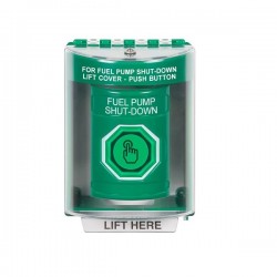 SS2187PS-EN STI Green Indoor/Outdoor Surface w/ Horn Weather Resistant Momentary Stopper Station w/ FUEL PUMP SHUT DOWN