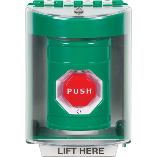 SS2189NT-EN STI Green Indoor/Outdoor Surface w/ Horn Turn-to-Reset (Illuminated) Stopper Station with No Text Label English