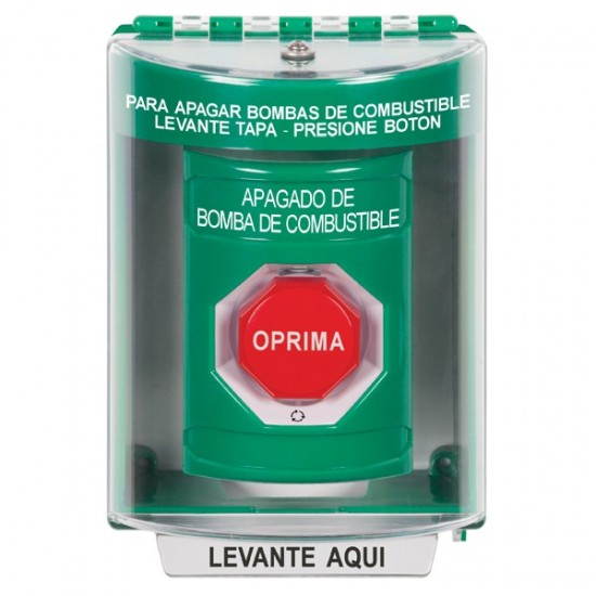 SS2189PS-ES STI Green Indoor/Outdoor Surface w/ Horn Turn-to-Reset Stopper Station w/ FUEL PUMP SHUT DOWN Spanish