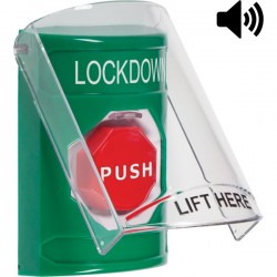 SS21A2LD-EN STI Green Indoor Flush/Surface w/ Horn Key-to-Reset Stopper Station w/ LOCKDOWN Label