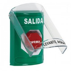 SS21A2XT-ES STI Green Indoor Only Flush or Surface w/ Horn Key-to-Reset (Illuminated) Stopper Station with EXIT Label Spanish