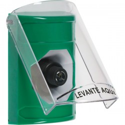 SS21A3NT-ES STI Green Indoor Only Flush or Surface w/ Horn Key-to-Activate Stopper Station with No Text Label Spanish