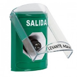 SS21A3XT-ES STI Green Indoor Only Flush or Surface w/ Horn Key-to-Activate Stopper Station with EXIT Label Spanish