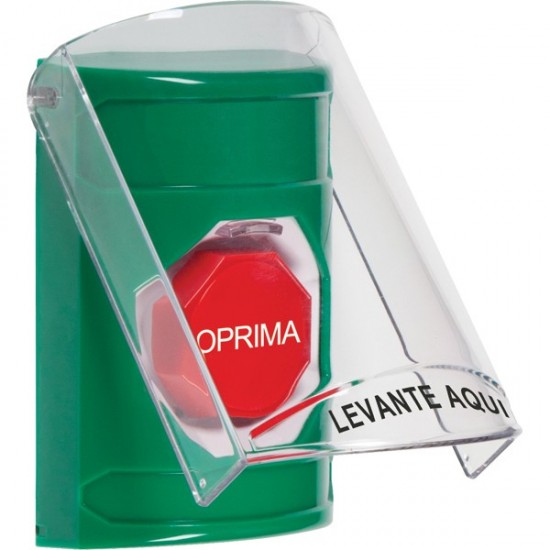 SS21A5NT-ES STI Green Indoor Only Flush or Surface w/ Horn Momentary (Illuminated) Stopper Station with No Text Label Spanish