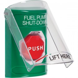SS21A5PS-ES STI Green Indoor Flush/Surface w/ Horn Momentary Stopper Station w/ FUEL PUMP SHUT DOWN Spanish