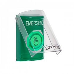 SS21A6EM-EN STI Green Indoor Flush/Surface w/ Horn Momentary (Illuminated) Stopper Station w/ EMERGENCY Label SS21A6EM-EN STI Green Indoor Flush/Surface w/ Horn Momentary (Illuminated) Stopper Station w/ EMERGENCY Label