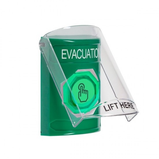SS21A6EV-EN STI Green Indoor Flush/Surface w/ Horn Momentary (Illuminated) Stopper Station w/ EVACUATION Label