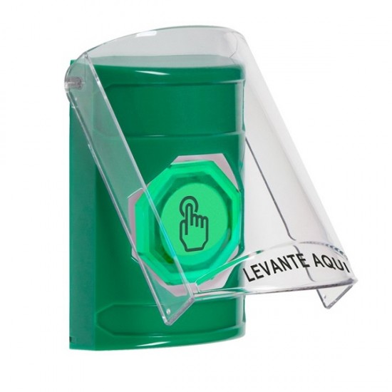 SS21A6NT-ES STI Green Indoor Flush/Surface w/ Horn Momentary (Illuminated) Stopper Station w/ No Text Spanish