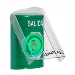 SS21A6XT-ES STI Green Indoor Flush/Surface w/ Horn Momentary (Illuminated) Stopper Station w/ EXIT Spanish