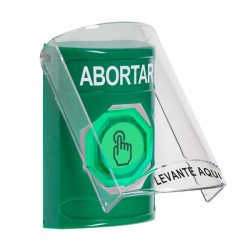 SS21A7AB-ES STI Green Indoor Flush/Surface w/ Horn Weather Resistant Momentary Stopper Station w/ ABORT Spanish