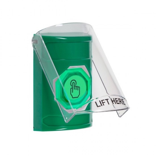SS21A7NT-EN STI Green Indoor Flush/Surface w/ Horn Weather Resistant Momentary Stopper Station w/ No Text
