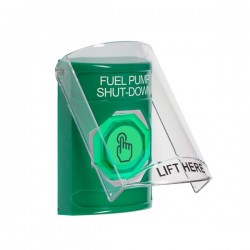 SS21A7PS-EN STI Green Indoor Flush/Surface w/ Horn Weather Resistant Momentary Stopper Station w/ FUEL PUMP SHUT DOWN Label