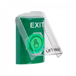SS21A7XT-EN STI Green Indoor Flush/Surface w/ Horn Weather Resistant Momentary Stopper Station w/ EXIT Label