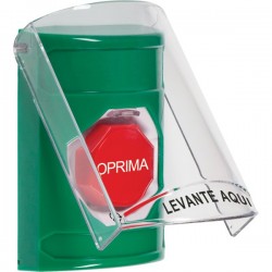 SS21A9NT-ES STI Green Indoor Flush/Surface w/ Horn Turn-to-Reset Stopper Station w/ No Text Spanish