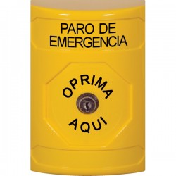 SS2200ES-ES STI Yellow No Cover Key-to-Reset Stopper Station with EMERGENCY STOP Label Spanish