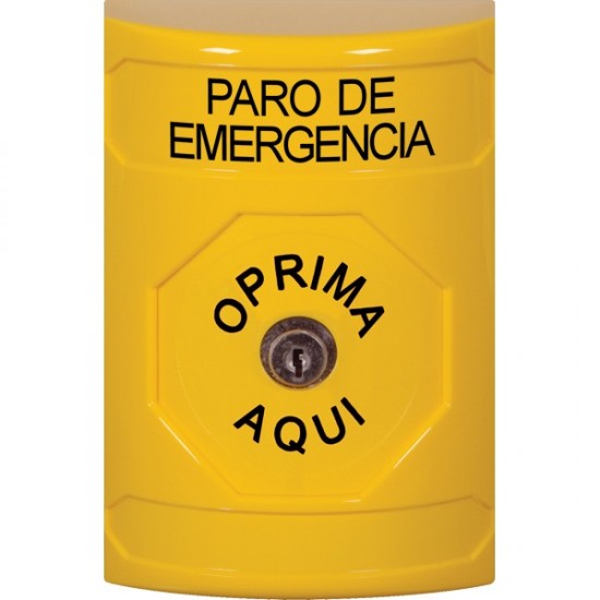 SS2200ES-ES STI Yellow No Cover Key-to-Reset Stopper Station with EMERGENCY STOP Label Spanish