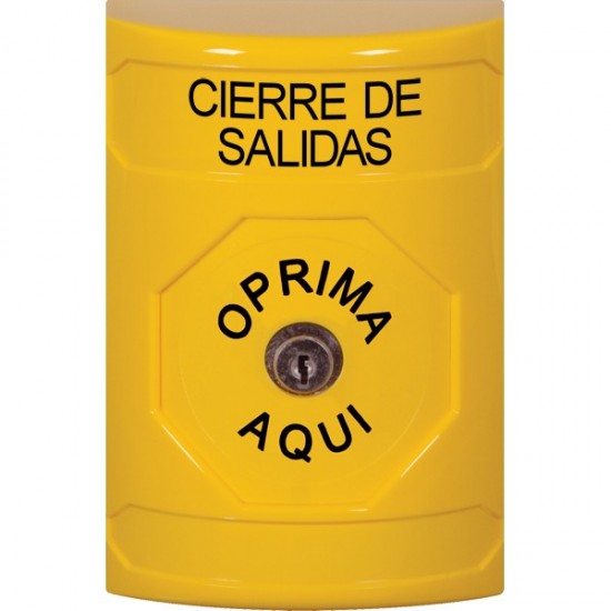 SS2200LD-ES STI Yellow No Cover Key-to-Reset Stopper Station with LOCKDOWN Label Spanish