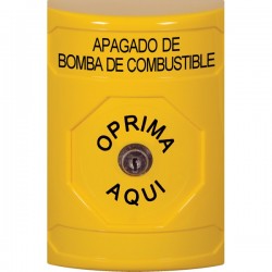 SS2200PS-ES STI Yellow No Cover Key-to-Reset Stopper Station with FUEL PUMP SHUT DOWN Label Spanish