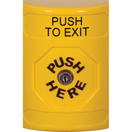 SS2200PX-EN STI Yellow No Cover Key-to-Reset Stopper Station with PUSH TO EXIT Label English