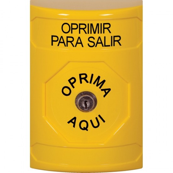 SS2200PX-ES STI Yellow No Cover Key-to-Reset Stopper Station with PUSH TO EXIT Label Spanish