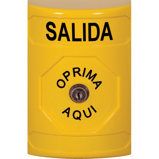 SS2200XT-ES STI Yellow No Cover Key-to-Reset Stopper Station with EXIT Label Spanish