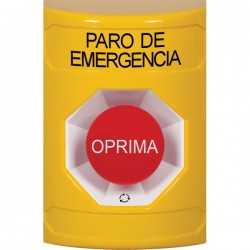 SS2201ES-ES STI Yellow No Cover Turn-to-Reset Stopper Station with EMERGENCY STOP Label Spanish