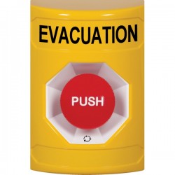 SS2201EV-EN STI Yellow No Cover Turn-to-Reset Stopper Station with EVACUATION Label English