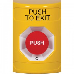 SS2201PX-EN STI Yellow No Cover Turn-to-Reset Stopper Station with PUSH TO EXIT Label English