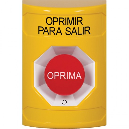 SS2201PX-ES STI Yellow No Cover Turn-to-Reset Stopper Station with PUSH TO EXIT Label Spanish