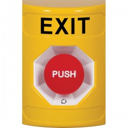 SS2201XT-EN STI Yellow No Cover Turn-to-Reset Stopper Station with EXIT Label English