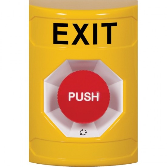 SS2201XT-EN STI Yellow No Cover Turn-to-Reset Stopper Station with EXIT Label English