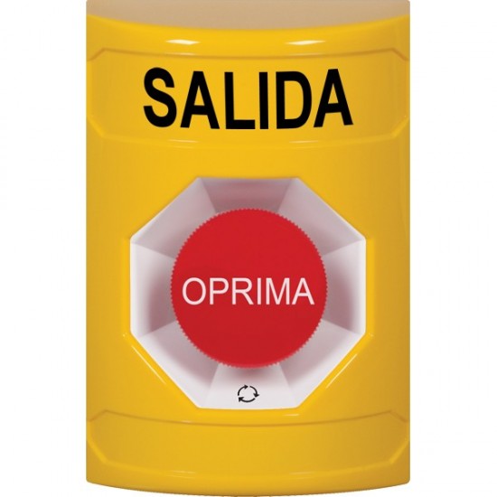 SS2201XT-ES STI Yellow No Cover Turn-to-Reset Stopper Station with EXIT Label Spanish
