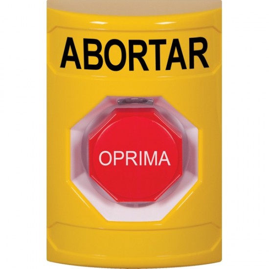 SS2202AB-ES STI Yellow No Cover Key-to-Reset (Illuminated) Stopper Station with ABORT Label Spanish