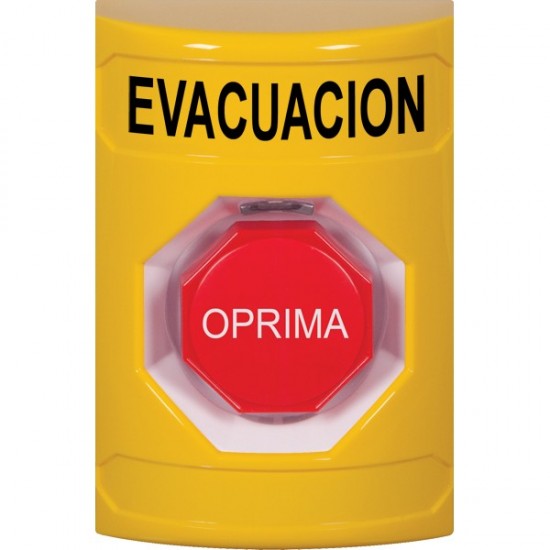 SS2202EV-ES STI Yellow No Cover Key-to-Reset (Illuminated) Stopper Station with EVACUATION Label Spanish