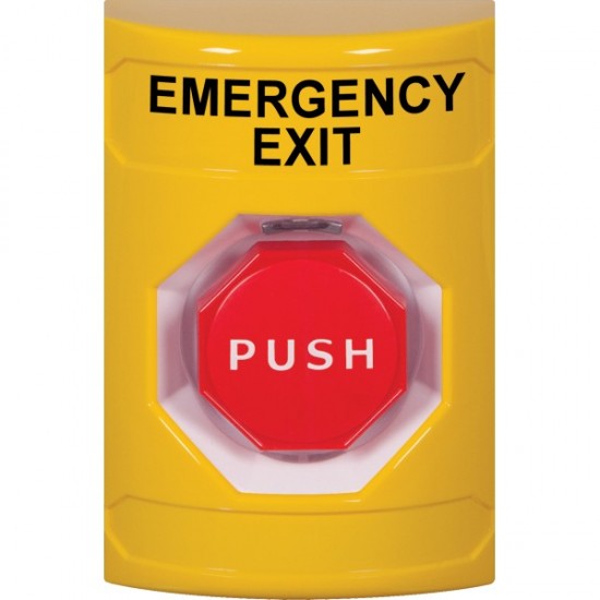 SS2202EX-EN STI Yellow No Cover Key-to-Reset (Illuminated) Stopper Station with EMERGENCY EXIT Label English