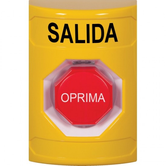SS2202XT-ES STI Yellow No Cover Key-to-Reset (Illuminated) Stopper Station with EXIT Label Spanish